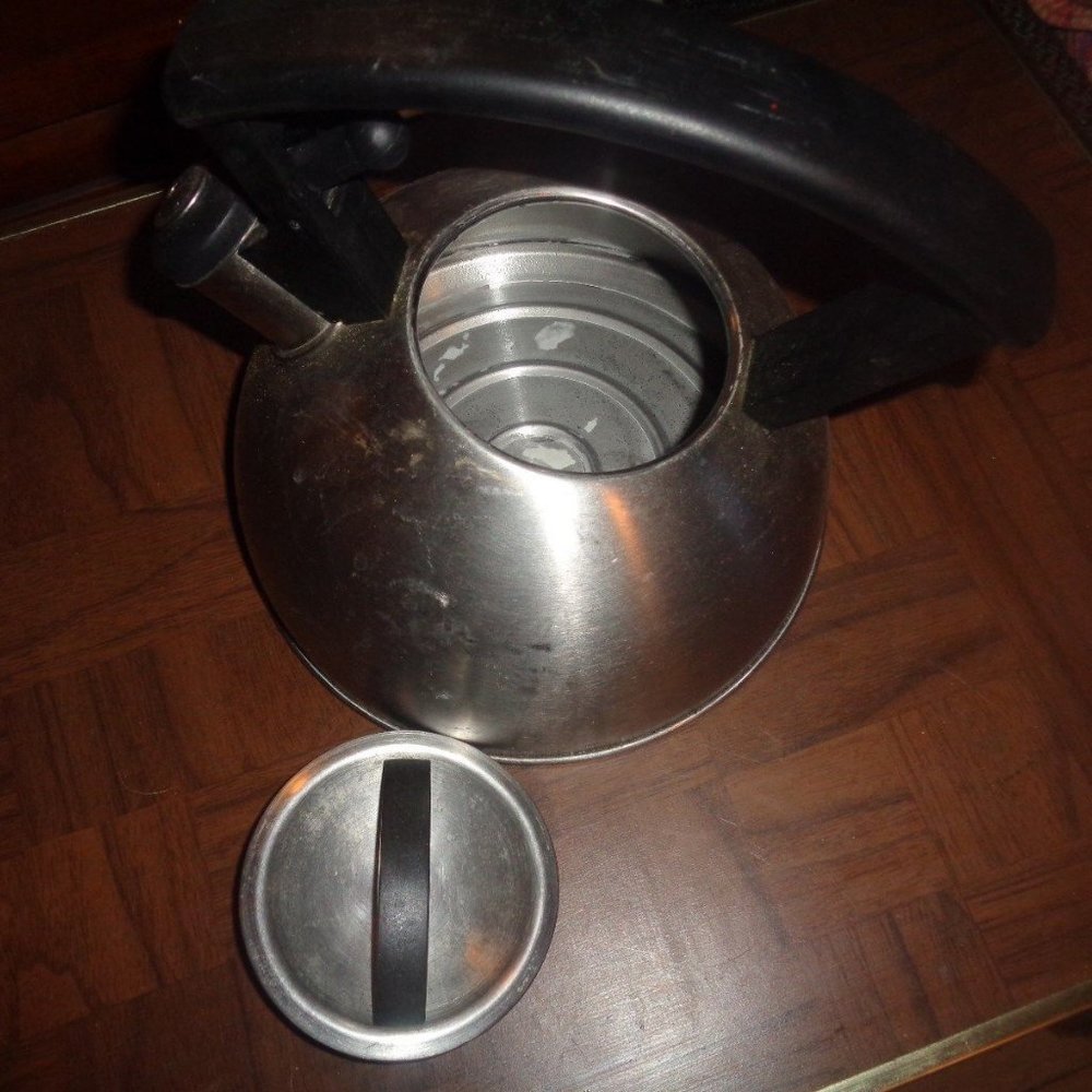 Vintage Copco Whistling Tea Pot Kettle Stainless Works Nice